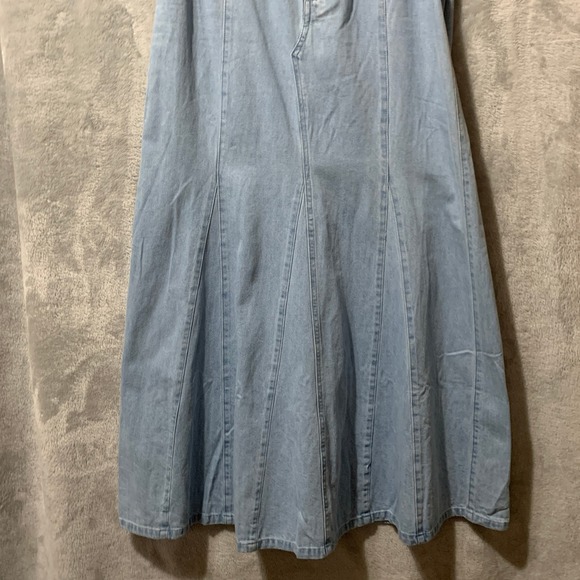 Hersy Light Wash Denim Maxi Skirt Flare A-Line Jean Style Size L - Picture 3 of 10